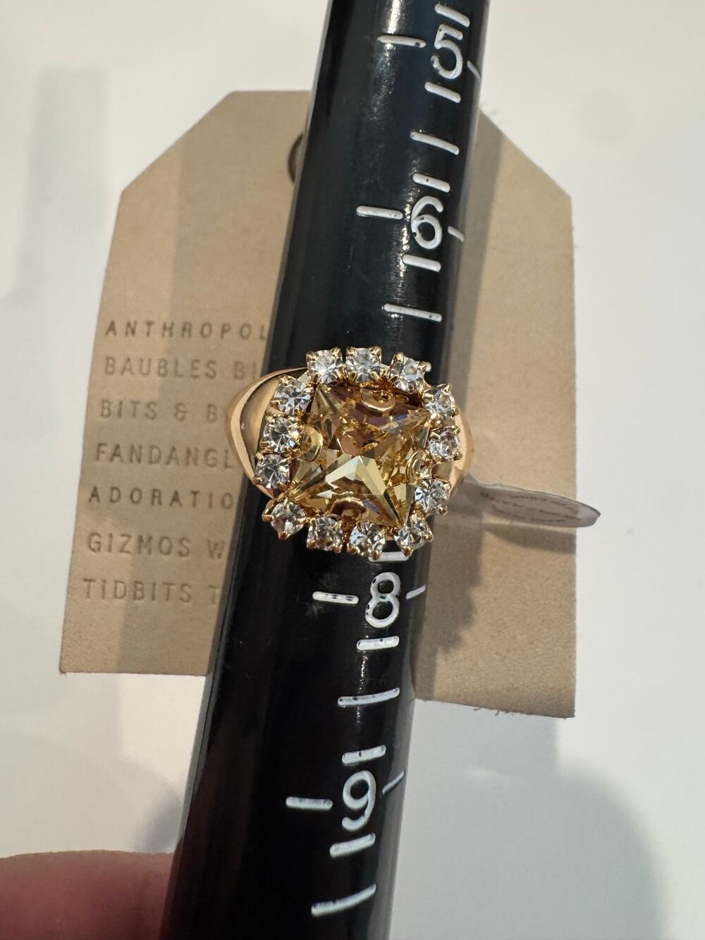 NEW Anthropologie yellow gold halo ring saize 7